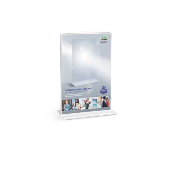 Portadepliant in acrilico Lebez con base a T formato A4 21x30cm - trasparente 7086