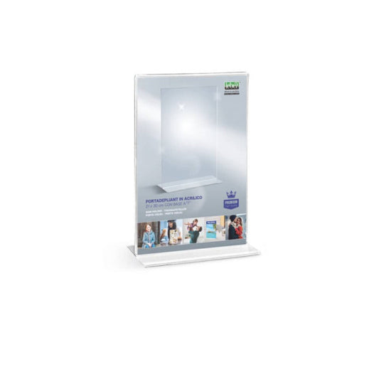 Portadepliant in acrilico Lebez con base a T formato A4 21x30cm - trasparente 7086