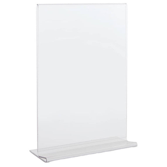 Portadepliant in PET Lebez con base a T formato A5 15x21cm - trasparente - 80995