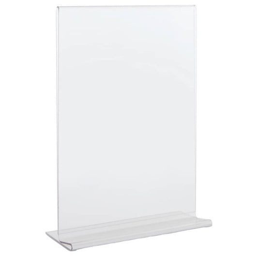 Portadepliant in PET Lebez con base a T formato A5 15x21cm - trasparente - 80995