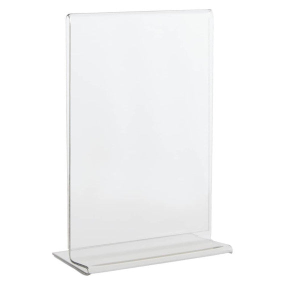 Portadepliant in PET Lebez con base a T formato A6 10,5x15cm - trasparente - 80996