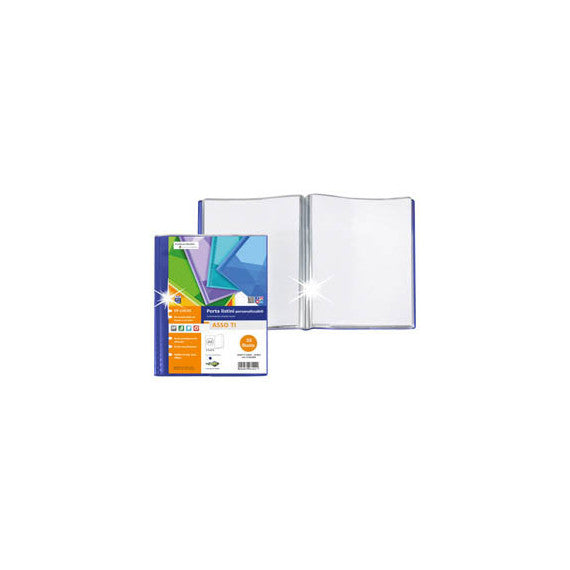 Portalistini Asso TI - personalizzabile - PP liscio - 15 x 21 cm - 50 buste -  blu - Sei Rota