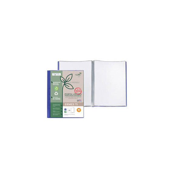 Portalistini personalizzabile Ermes TI - 22 x 30 cm - PP riciclato - 40 buste - blu - Sei Rota