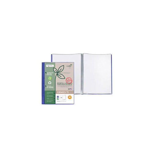 Portalistini personalizzabile Ermes TI - 22 x 30 cm - PP riciclato - 40 buste - blu - Sei Rota