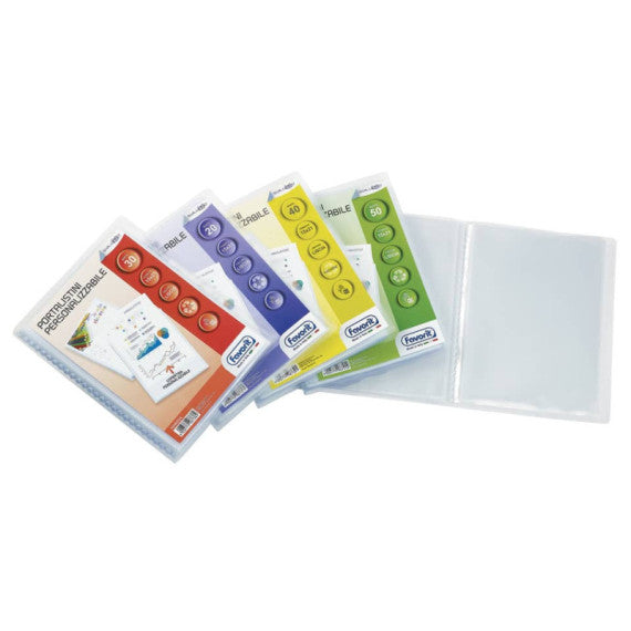 Portalistino a fogli fissi FAVORIT sviluppo personalizzabili liscia 15x21 cm 30 buste trasparente - 100460236