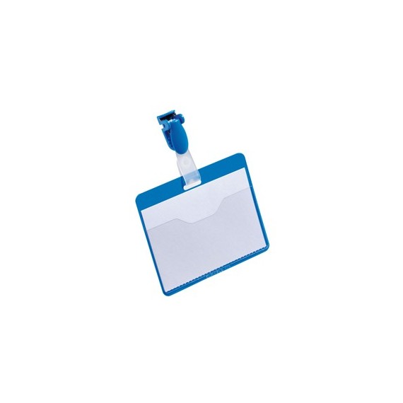Portanome a tasca aperta - clip in plastica - 6 x 9 cm - blu - Durable - conf. 25 pezzi