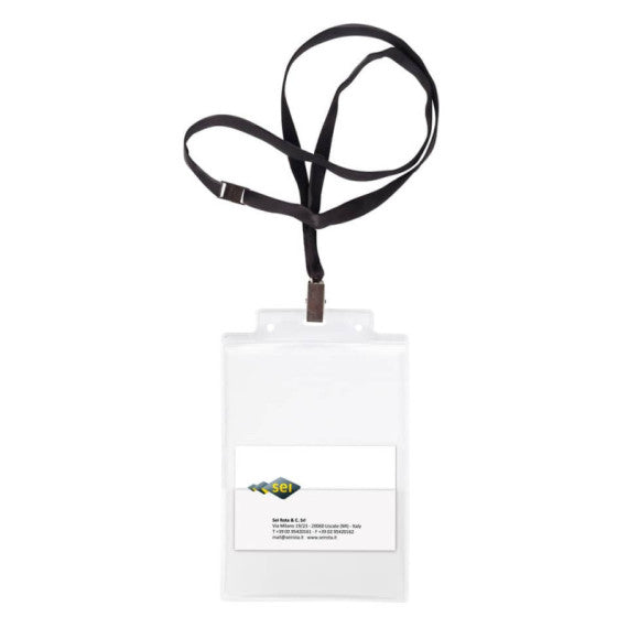 Portanome in PVC rigido Sei Rota Pass 6 ST cordoncino+pinzetta+tasca in conf. da 10 pezzi - nero - 31841700