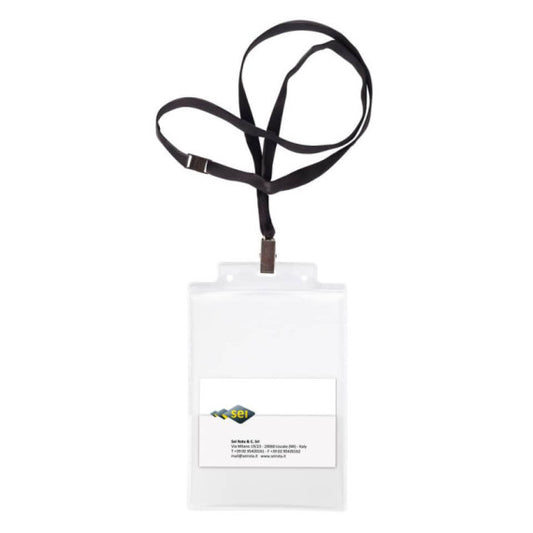 Portanome in PVC rigido Sei Rota Pass 6 ST cordoncino+pinzetta+tasca in conf. da 10 pezzi - nero - 31841700