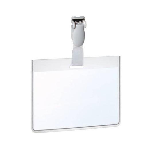 Portanomi con clip DURABLE EUROBADGE tasca chiusa pvc trasparente inserto 90x60 mm  conf. 25 - 814319