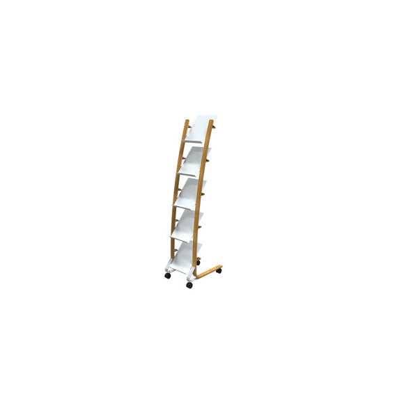 Portariviste da terra - 5 tasche - 34 x 50 x 165 cm - legno/ABS - bianco - Alba