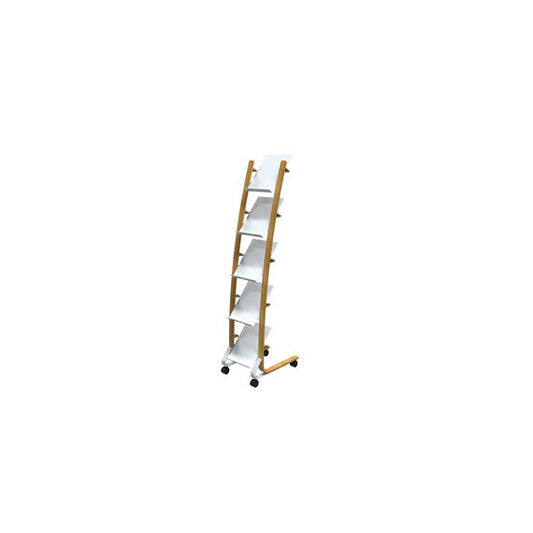 Portariviste da terra - 5 tasche - 34 x 50 x 165 cm - legno/ABS - bianco - Alba