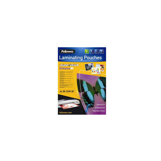 Pouches Enhance80 - Superquick - A4 - 2x80 micron - Fellowes - scatola 100 pezzi