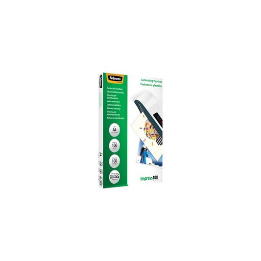 Pouches Impress100 - A4 - 216x303 mm - 2x100 micron - Fellowes - scatola 100 pezzi