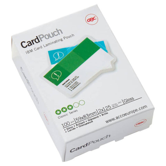 Pouches per plastificatrici a caldo GBC 2x125 µm finitura lucida 5,9x9,3 cm conf. da 100 GBC tessere - 3740426