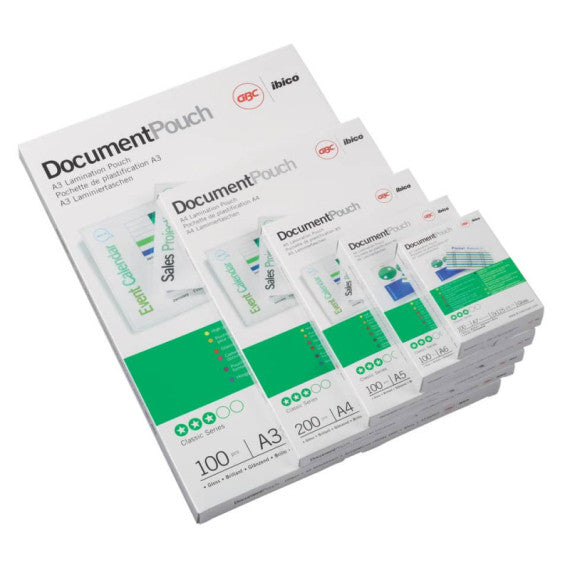 Pouches per plastificatrici a caldo GBC 2x125 µm finitura lucida 5,9x9,3 cm conf. da 100 GBC tessere - 3740426