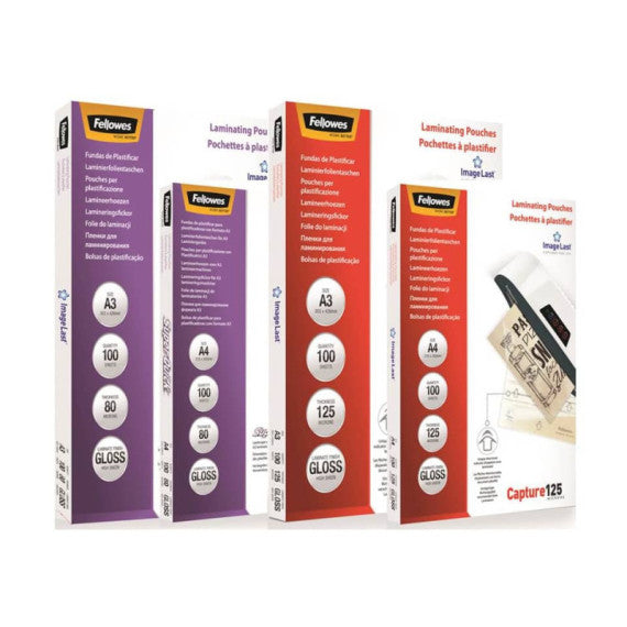 Pouches per plastificatrici Fellowes ImageLast Capture125 finitura lucida - 2x125 µm - A3 - Conf. 100 pezzi  5307506