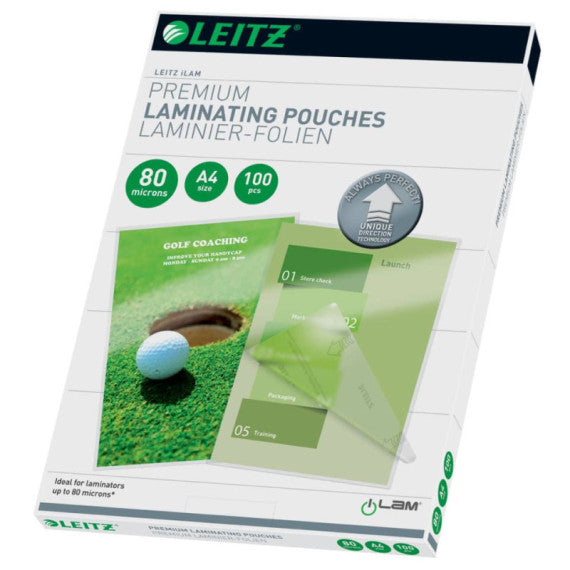 Pouches per plastificatrici Leitz iLam con UDT 2x80 µm in EVA A4 21,6x30,3 cm conf. 100 pezzi - 74780000