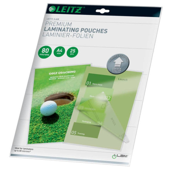 Pouches per plastificatrici Leitz iLam con UDT in EVA conf. 25 pezzi 2x80 micron - formato A4 - 74790000