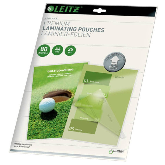 Pouches per plastificatrici Leitz iLam con UDT in EVA conf. 25 pezzi 2x80 micron - formato A4 - 74790000
