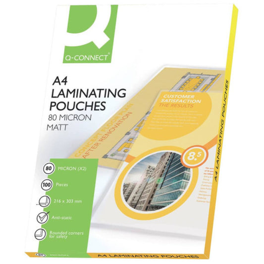 Pouches per plastificatrici Q-Connect 216x303 mm opache 80 micron conf. 100 pz A4 - KF24057