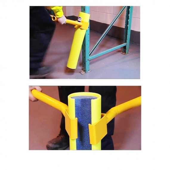 Protezione per scaffalature - per montanti larghi 70-87 mm - H 60 cm - giallo - Rack Armour
