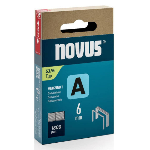 Punti per fissatrice tipo A 53/6 Novus silver - conf. 1800 pz - H205306