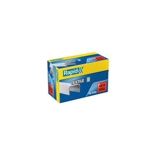 Punti Rapid Super Strong Textile - 43/8 - acciaio zincato - per tessuti - metallo - Rapid - conf. 10000 pezzi