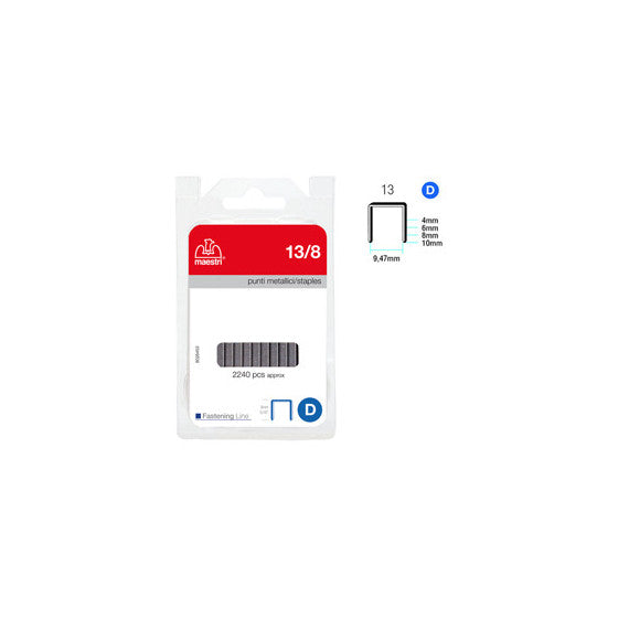 Punti zincati - 13/8 - 8 mm - metallo - Romeo Maestri - conf. 2240 pezzi