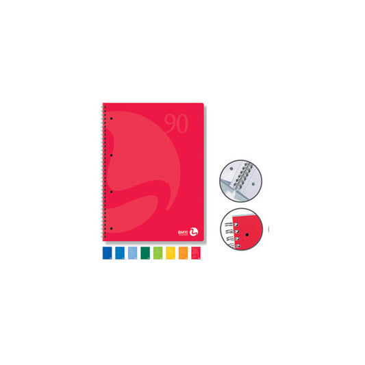 Quaderno Colors - A5 - 1 rigo - 60 fogli - 90gr - 4 fori microperforato - spiralato - BM