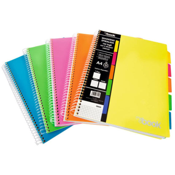 Quaderno Maxi spiralato Nikoffice con fori e separatori - 100 ff - 80 g formato A4 - 1R - 30NIK105