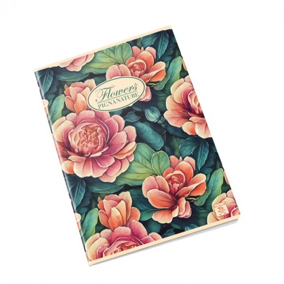Quaderno Nature Flowers - A5 - 1 rigo - 42 fogli - 80 gr - Pigna