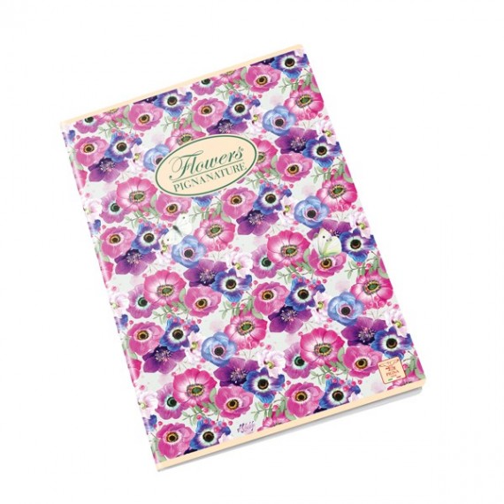 Quaderno Nature Flowers - A5 - 1 rigo - 42 fogli - 80 gr - Pigna