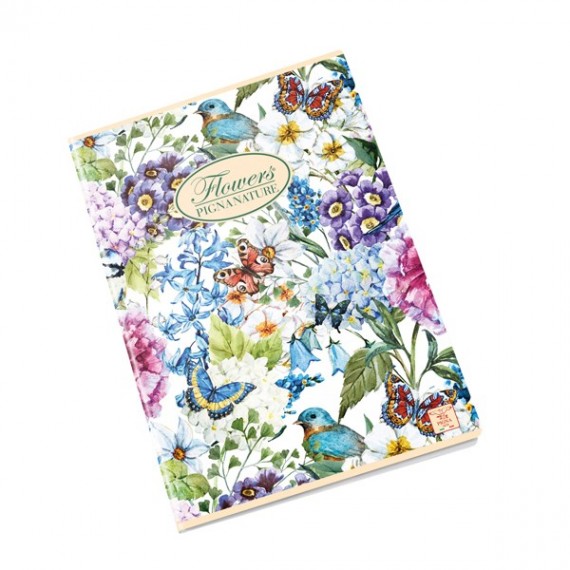 Quaderno Nature Flowers - A5 - 1 rigo - 42 fogli - 80 gr - Pigna