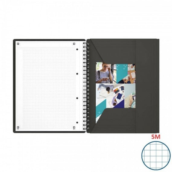 Quaderno spiralato OXFORD International Meetingbook A4 grigio quadretti 5 mm 100100362