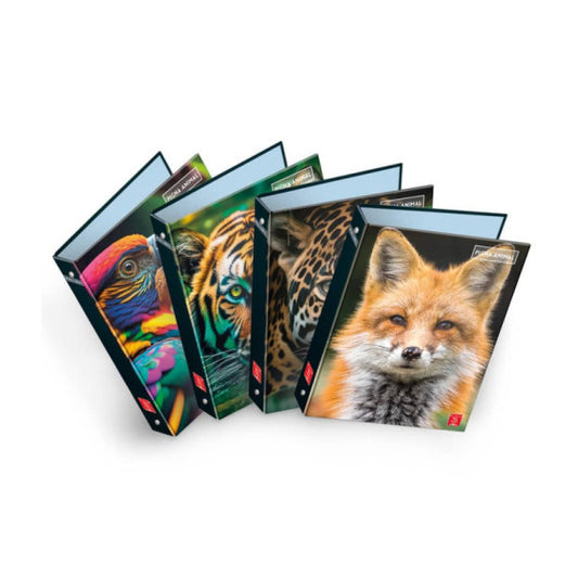 Raccoglitore ad anelli Pigna Animal - A4 27 x 32 cm 4 anelli Ø 30 mm dorso 30 mm fantasie assortite - 023302230