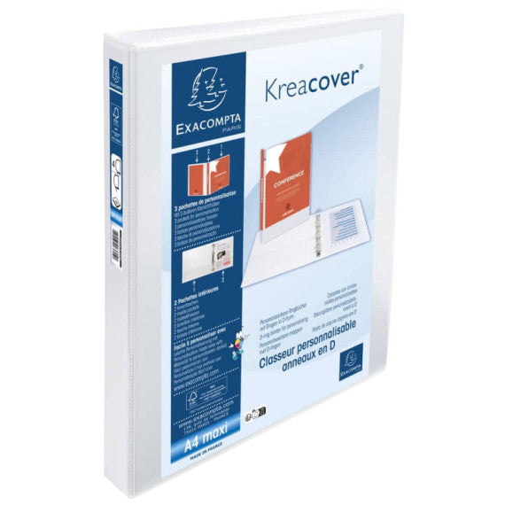 Raccoglitore Exacompta personalizzabile 4 anelli - colore bianco - 51842E