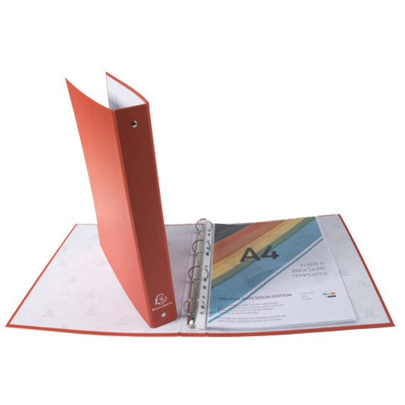 Raccoglitore foderato - PPL - 4 anelli tondi 30 mm - dorso 4cm - 22 x 30cm - rosso - Exacompta