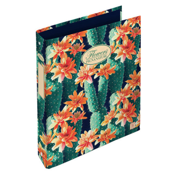 Raccoglitore Nature Flowers - A4 - 27x32cm - 4anelli - dorso 4cm - Pigna