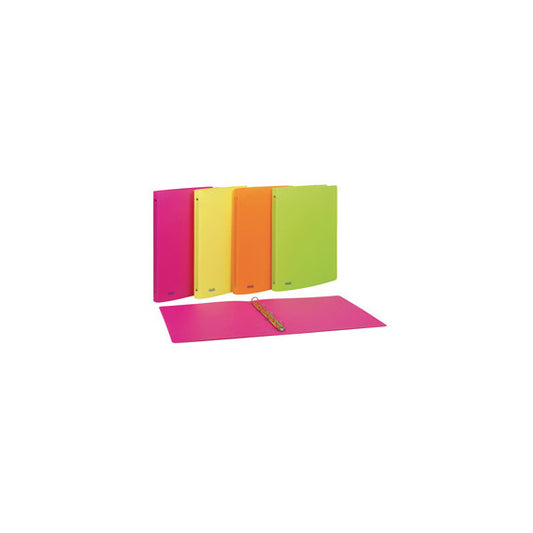 Raccoglitore neon - 4 anelli tondi 15 mm- 22 x 30 cm - PP - colori assortiti - Favorit