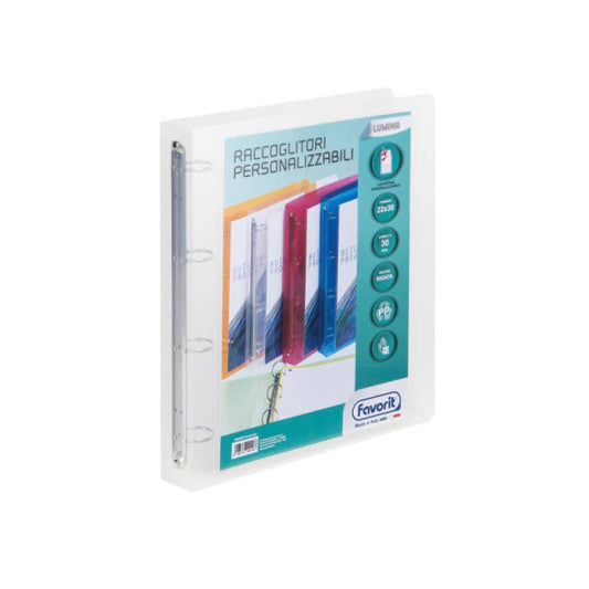 Raccoglitore personalizzabile a 4 anelli Favorit Lumina - PP - 22x30 cm Ø 30 mm - colori assortiti - 100460714