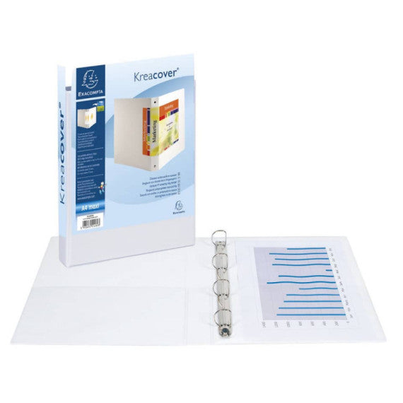 Raccoglitore personalizzabile Exacompta A4 maxi Kreacover® 4 anelli a D bianco 30 mm - 51942E