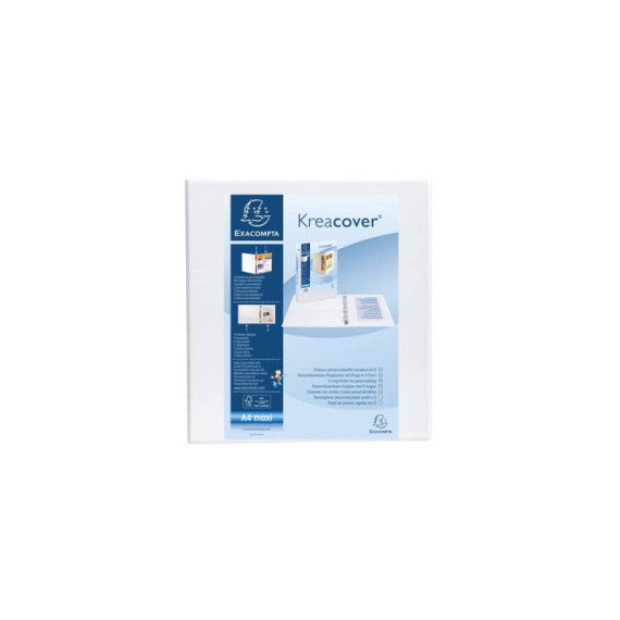 Raccoglitore personalizzabile Exacompta A4 maxi Kreacover® bianco 4 anelli a D 60 mm - 51945E