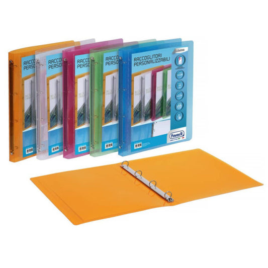 Raccoglitore personalizzabile Favorit Lumina PP 22x30 cm 4 anelli diametro 15 colori assortiti - 400116631