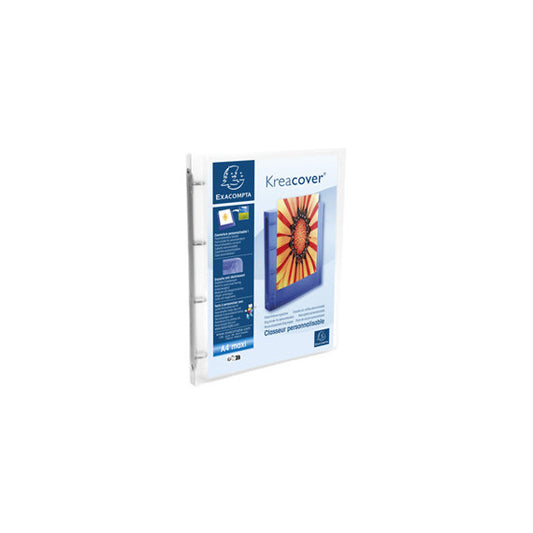 Raccoglitore personalizzabile Kreacover - PP - 4 anelli tondi 15 mm - dorso 2 cm - A4 maxi - trasparente - Exacompta