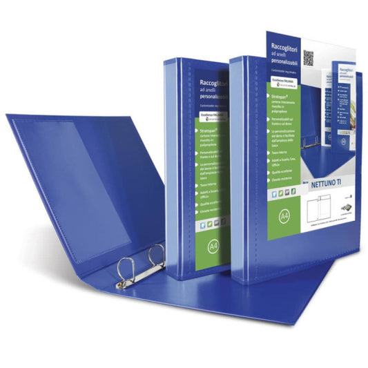 Raccoglitore personalizzabile Sei Rota Nettuno TI - 4 anelli a D 40 mm - A4 blu - dorso 5,5 cm - 36834047