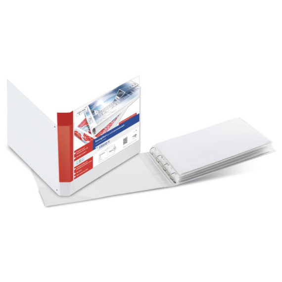 Raccoglitore personalizzabile Sei Rota Stelvio TI A3 orizzontale - 4 anelli D 50 mm bianco - dorso 7,5 cm - 36505001