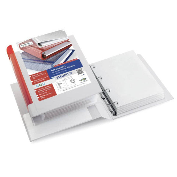 Raccoglitore personalizzabile Sei Rota Stelvio TI A4 - 4 anelli D 30 mm blu dorso 4 cm - 36304137