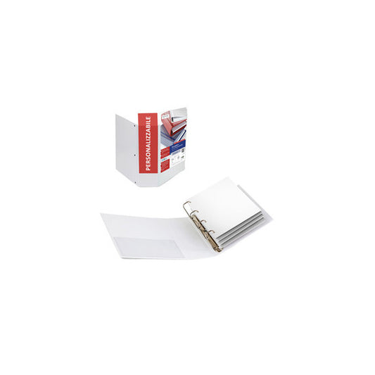 Raccoglitore personalizzabile Stelvio TI - 4 anelli quadri 65 mm - dorso 9 cm - 22 x 30 cm - bianco - Sei Rota