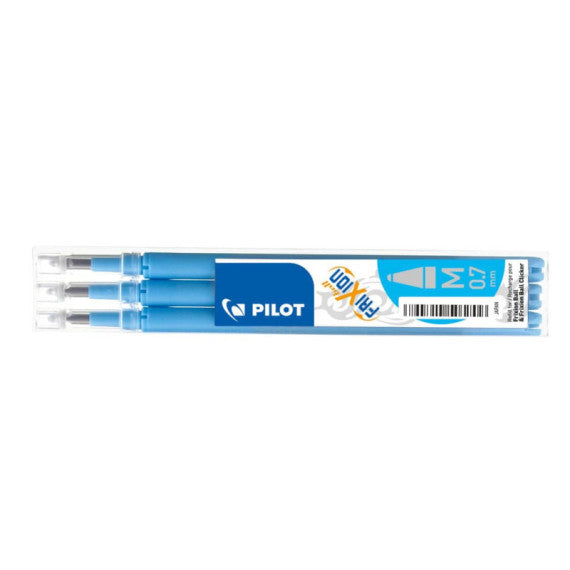 Refill penne a sfera Pilot Frixion Ball e Clicker 0,7 mm azzurro Set 3 pezzi - 006645