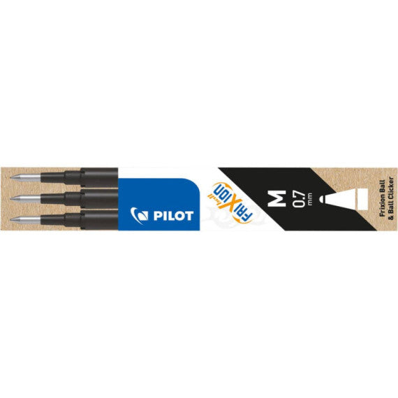 Refill penne a sfera Pilot Frixion Ball e Clicker 0,7 mm nero Set 3 pezzi - 006656